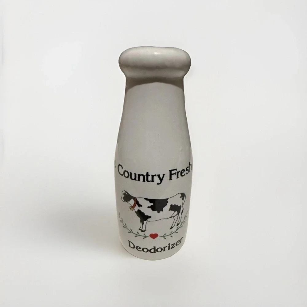 Country Fresh Vintage Cow Fridge Deodorizer Bottle Farmhouse Decor Milk Jar